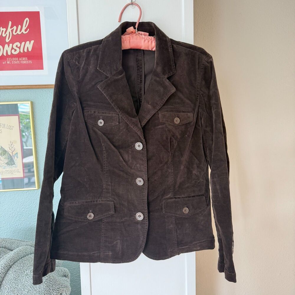 Vintage Y2K Eddie Bauer Fall Brown Velvet Jacket/Blazer - PM